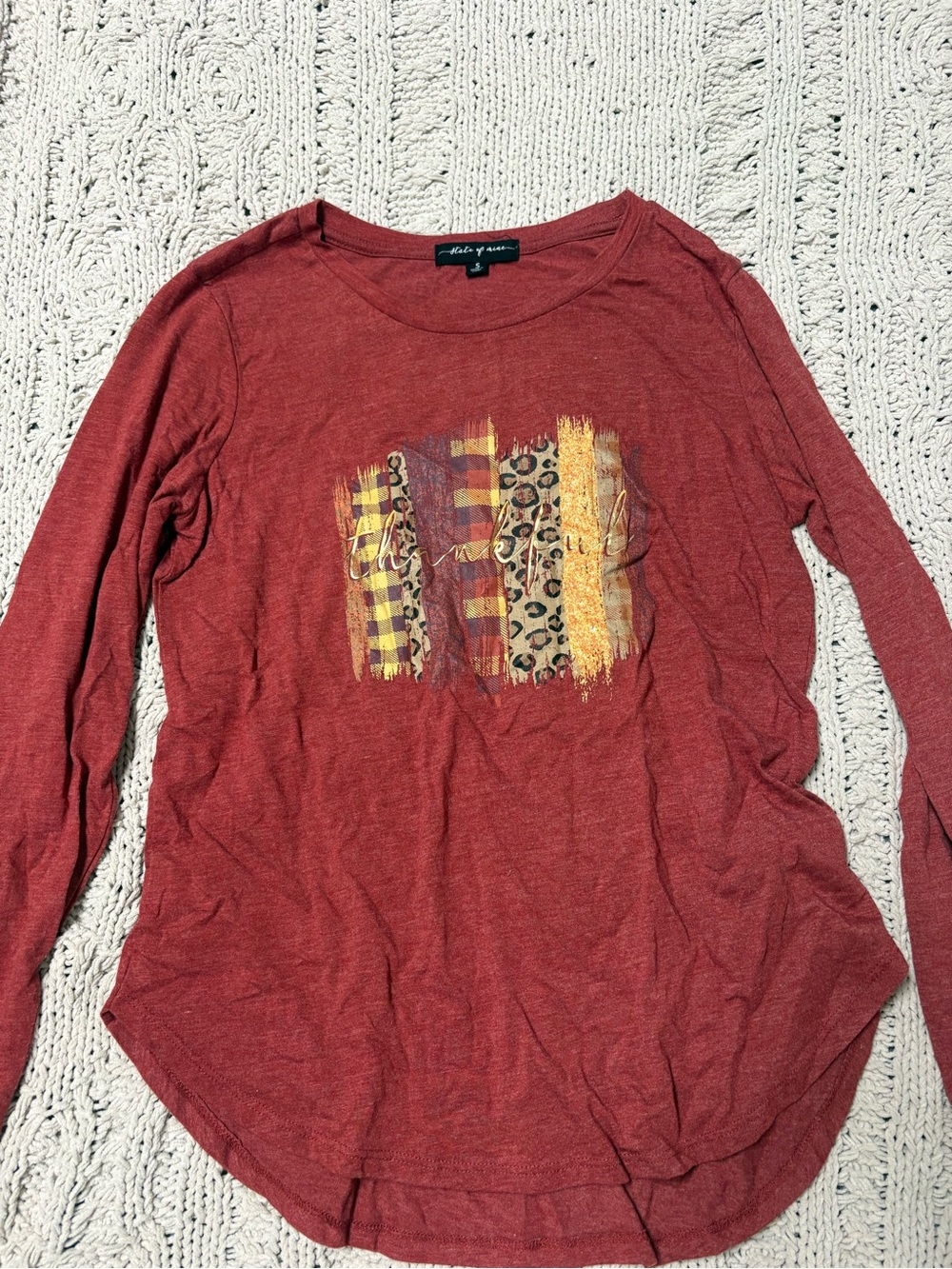 State of Mind Long Sleeve Graphic Tee in Rust Red